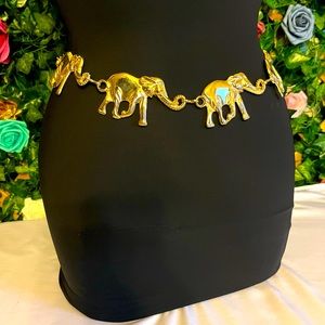 Beautiful gold elephant adjustable chain belt.